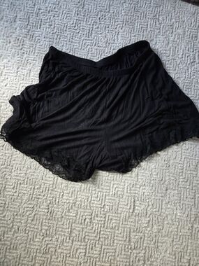 Aerie Black Lace Trim Knit Lounge Shorts